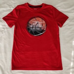 BCG Red Kids T-Shirt with Basketball Design. Size Medium